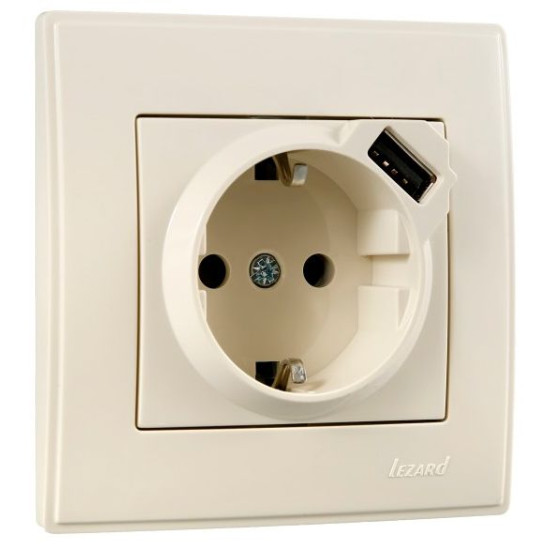 Розетка Lezard "Lesya" (705-0303-181) з/з з USB (кремова)