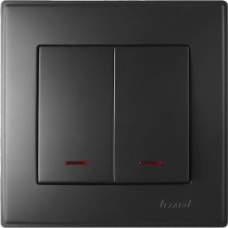 Подвійний вимикач Lezard "Lesya" 705-4242-112 з підсвічуванням (антрацит)