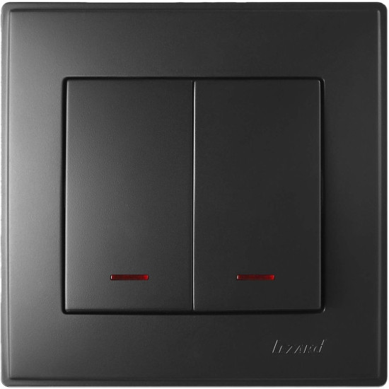 Подвійний вимикач Lezard "Lesya" 705-4242-112 з підсвічуванням (антрацит)