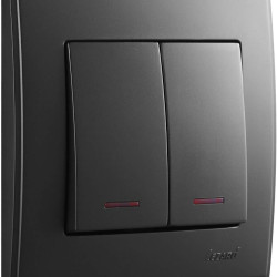 Подвійний вимикач Lezard "Lesya" 705-4242-112 з підсвічуванням (антрацит)