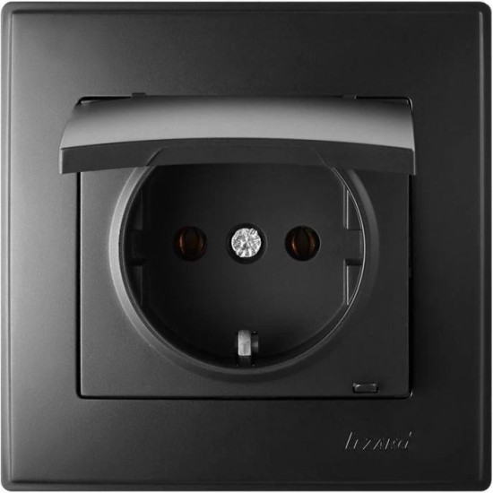 Розетка Lezard «Lesya» (705-4242-123B) з/з кришкою (антрацит)