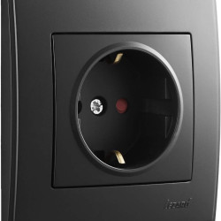 Розетка Lezard «Lesya» 705-4242-124B із захистом від дітей (антрацит)