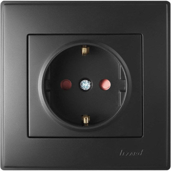 Розетка Lezard «Lesya» 705-4242-124B із захистом від дітей (антрацит)