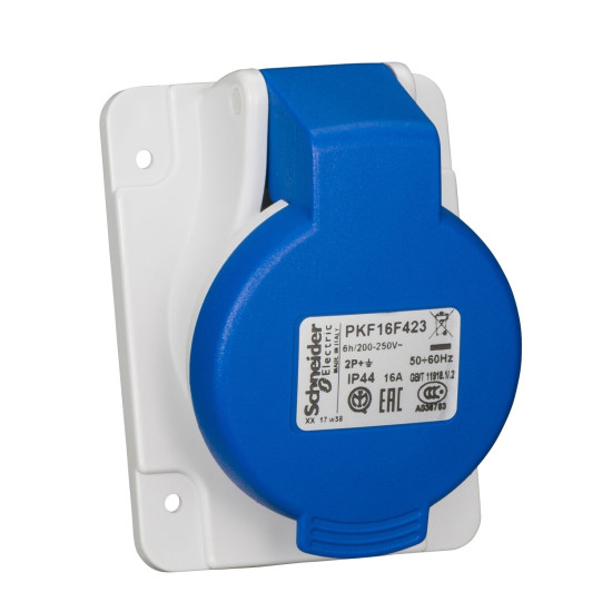 Силовий роз'єм прихованого монтажу Schneider Electric PKF16F423 16А 2P+E IP44 250В
