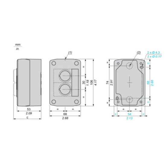 Кнопковий пост Schneider Electric XALD213 на 2 кнопки