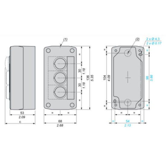 Кнопковий пост Schneider Electric XALD321 на 3 кнопки