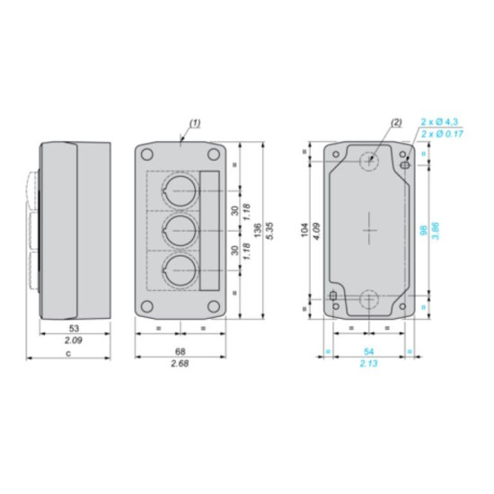 Пост управління Schneider Electric XALD328 на 3 кнопки