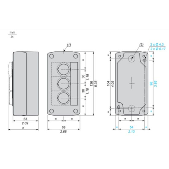 Пост управління Schneider Electric XALD361M на 2 кнопки та сигнальну лампу