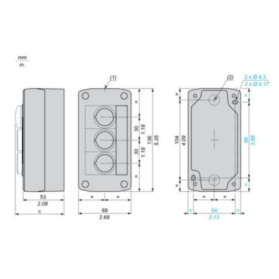 Кнопковий пост Schneider Electric XALD363M на 2 кнопки та сигнальну лампу
