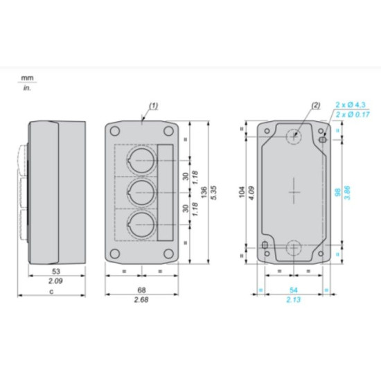 Кнопковий пост Schneider Electric XALD324E на 3 кнопки