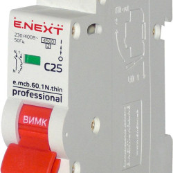 Модульний автоматичний вимикач E.Next e.mcb.pro.60.1N.С25.thin 1р+N 25А C (p055003)