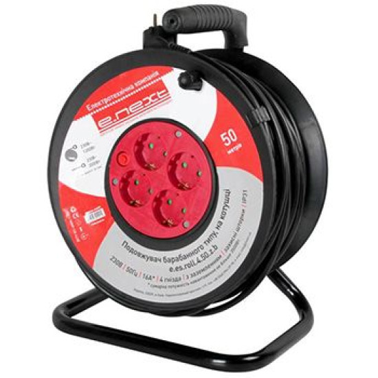 Подовжувач на котушці E.Next e.es.roll.4.50.z.b. 50м з з/к 3х1,5кв.мм (s042097)