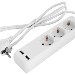 Подовжувач E.Next e.es.3.1.5.z.b.2.usb 3 гнізда 1.5м з USB-зарядкою (s042128)