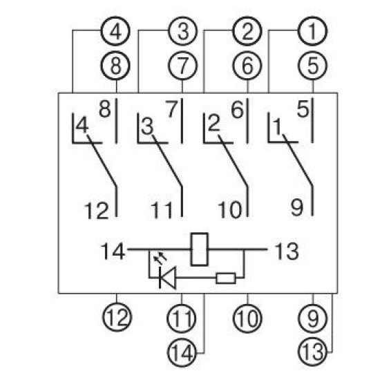 Проміжне реле E.Next e.control.p1046L 10А 230В АC з LED індикацією (i.ly4n.230ac)