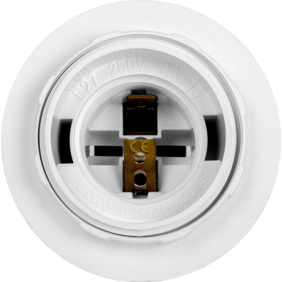 Пластиковий патрон E.Next e.lamp socket with nut.E27.pl.white Е27 з гайкою білий (s9100016)