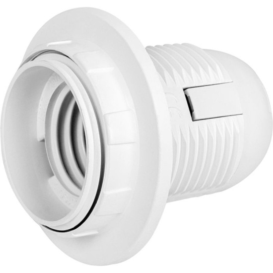 Пластиковий патрон E.Next e.lamp socket with nut.E27.pl.white Е27 з гайкою білий (s9100016)