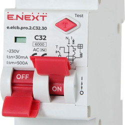 Вимикач диференційного струму E.Next e.elcb.pro.2.C32.30 1Р+N 32А C 30мА (p0620004)