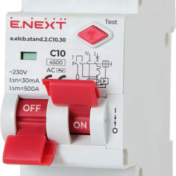 Вимикач диференційного струму E.Next e.elcb.stand.2.C10.30 1Р+N 10А C 30мА (p0620005)