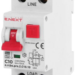 Вимикач диференційного струму E.Next e.rcbo.pro.2.C10.10 1P+N 10А С тип А 10мА (p0720002)