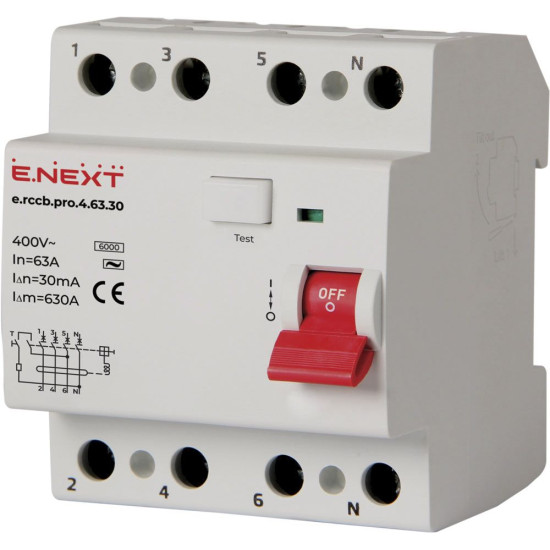 ПЗВ E.Next e.rccb.pro.4.63.30 3P+N 63А 30мА (p003020)