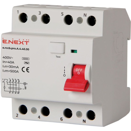 ПЗВ E.Next e.rccb.pro.A.4.40.30 3P+N 40А 30мА (p080004)