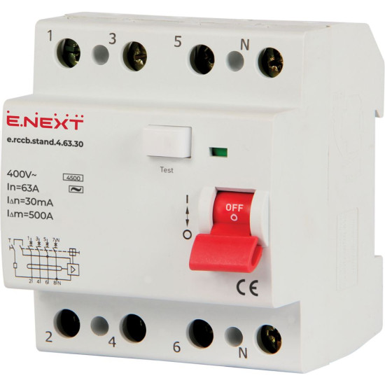 ПЗВ E.Next e.rccb.stand.4.63.30 3P+N 63А 30мА (s034005)
