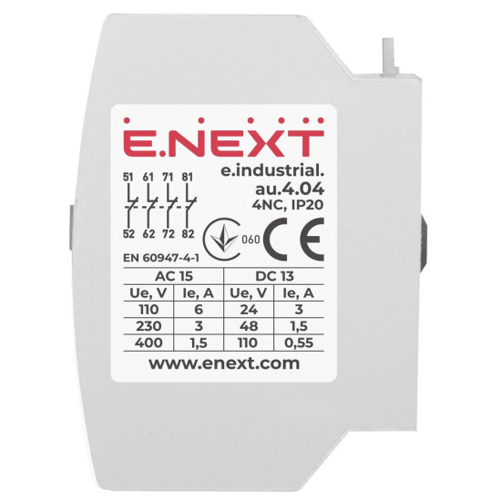 Додатковий контакт E.Next e.industrial.au.4.04 4NC (i0140009)