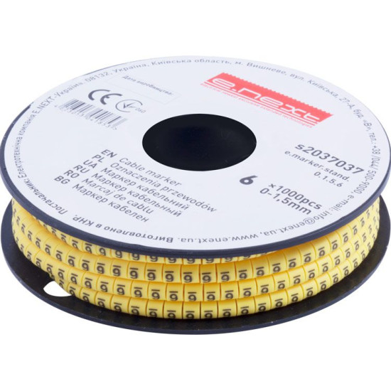 Кабельний маркер E.Next e.marker.stand.0.1.5.6 0-1,5 кв.мм 6 1000шт (s2037037)