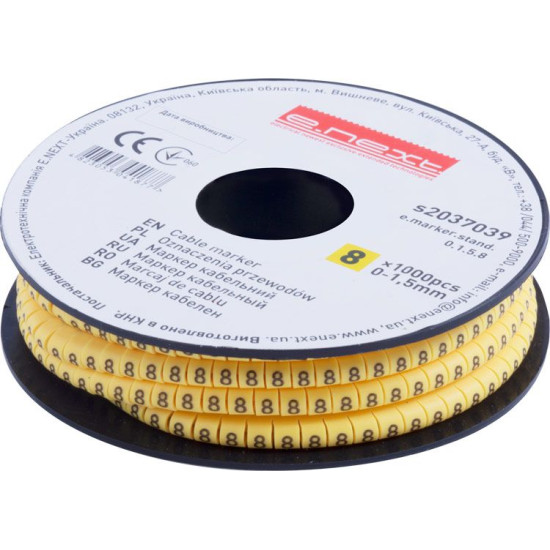 Кабельний маркер E.Next e.marker.stand.0.1.5.8 0-1,5 кв.мм 8 1000шт (s2037039)