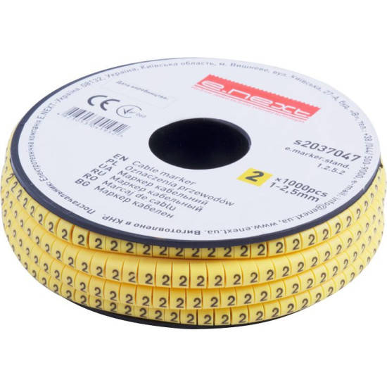 Кабельний маркер E.Next e.marker.stand.1.2.5.2 1-2,5 кв.мм 2 1000шт (s2037047)