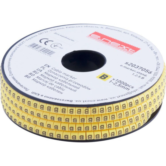 Кабельний маркер E.Next e.marker.stand.1.2.5.B 1-2,5 кв.мм B 1000шт (s2037056)