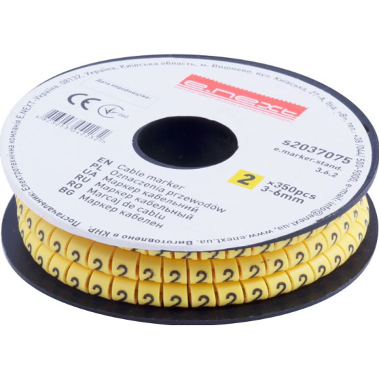 Кабельний маркер E.Next e.marker.stand.3.6.2 3-6 кв.мм 2 350шт (s2037075)