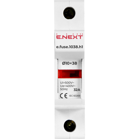 Утримувач запобіжника E.Next e.fuse.1038.h1 на DIN-рейку 10х38 1р 32А (i0300001)