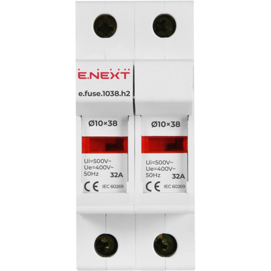 Утримувач запобіжника E.Next e.fuse.1038.h2 на DIN-рейку 10х38 2р 32А (i0300002)