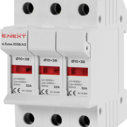Утримувач запобіжника E.Next e.fuse.1038.h3 на DIN-рейку 10х38 3р 32А (i0300003)
