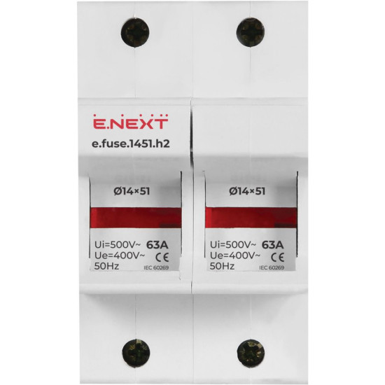 Утримувач запобіжника E.Next e.fuse.1451.h2 на DIN-рейку 14х51 2р 63А (i0300005)