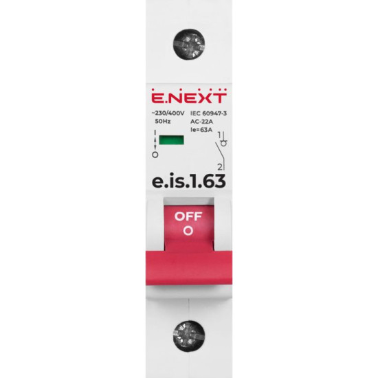 Вимикач навантаження E.Next e.is.1.63 на DIN-рейку 1р 63А (p008003)