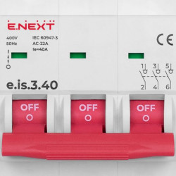 Вимикач навантаження E.Next e.is.3.40 на DIN-рейку 3р 40А (p008019)
