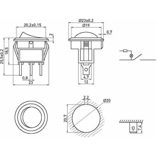 Перемикач E.Next e.switch.key.01 3pin з індикацією (s2040001)