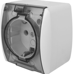Одинарна розетка E.Next e.aqua.1231.grtз з з/к IP54 кришка (s035058)