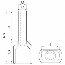 Ізольований наконечник E.Next e.terminal.stand.te.2.0.5.white 2x0,5 кв.мм білий (s4037000)
