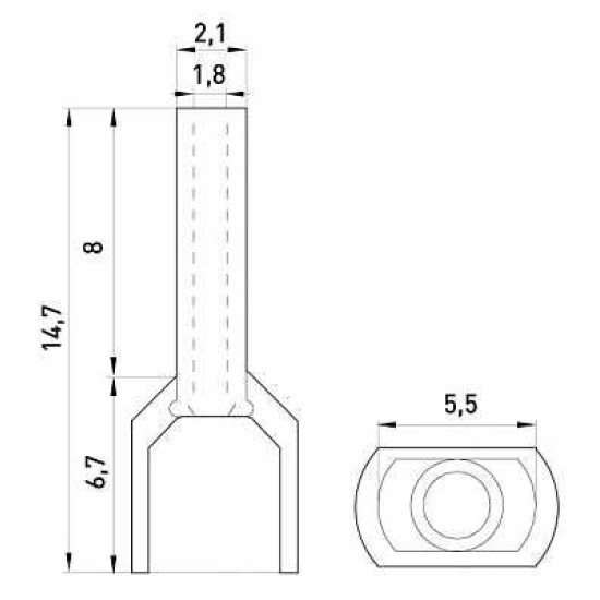Ізольований наконечник E.Next e.terminal.stand.te.2.0.75.orange 2x0,75 кв.мм помаранчевий (s4037001)