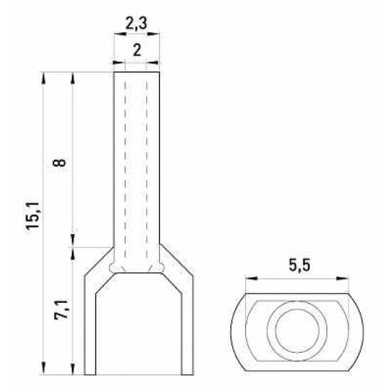 Ізольований наконечник E.Next e.terminal.stand.te.2.1.white 2x1 кв.мм білий (s4037003)