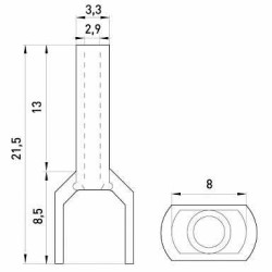 Ізольований наконечник E.Next e.terminal.stand.te.2.2.5.grey 2x2,5 кв.мм сірий (s4037008)