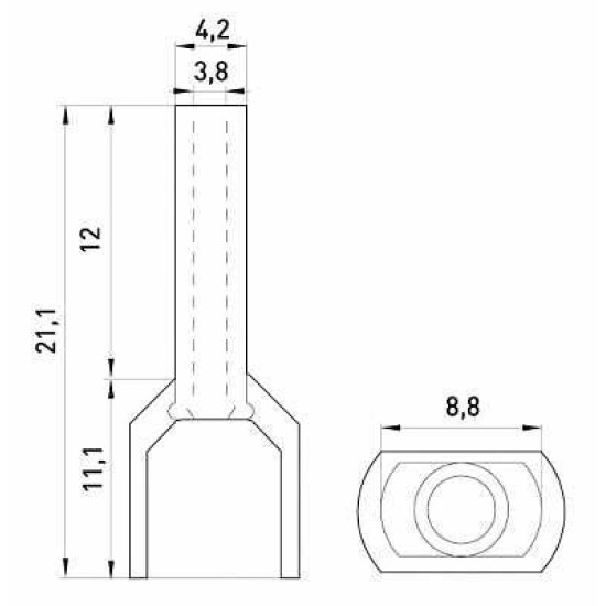 Ізольований наконечник E.Next e.terminal.stand.te.2.4.orange 2x4 кв.мм помаранчевий (s4037009)