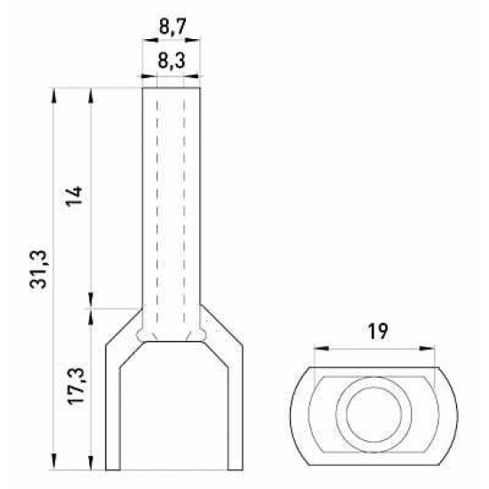 Ізольований наконечник E.Next e.terminal.stand.te.2.16.grey 2x16 кв.мм сірий (s4037012)