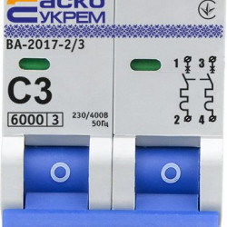 Модульний автоматичний вимикач Аско-Укрем ВА-2017/C 2р 3А (A0010170035)
