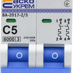 Модульний автоматичний вимикач Аско-Укрем ВА-2017/C 2р 5А (A0010170037)
