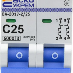Модульний автоматичний вимикач Аско-Укрем ВА-2017/C 2р 25А (A0010170014)
