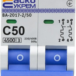 Модульний автоматичний вимикач Аско-Укрем ВА-2017/C 2р 50А (A0010170017)